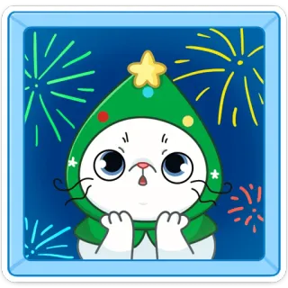 🎊 кот, рождество, фейерверк, праздник, милый, стикер, праздничный, праздник telegram sticker