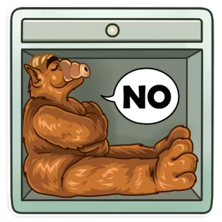 😒 ALF NO ALF, Alienígena, Desenho animado, Dizer não, Na caixa telegram sticker