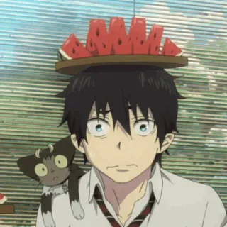 ☁️ Rin Okumura Blue Exorcist Anime, Katze, Wassermelone, Cartoon telegram sticker
