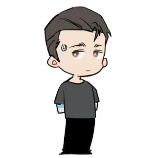 😒 Connor Detroit: Become Human android, chibi, video game, detective, DBH telegram sticker
