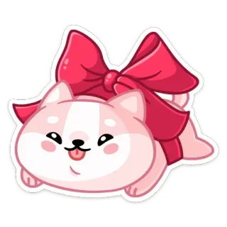 🎁 犬, リボン, 可愛い, 動物, ステッカー, 可愛い, ペット telegram sticker