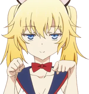 😏 Anime, Chica, Orejas de gato, Pelo rubio, Coletas, Linda telegram sticker