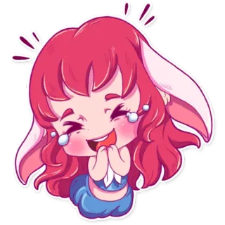 😆 Desenho animado, Anime, Personagem, Fofo, Rindo, Feliz, Kawaii telegram sticker