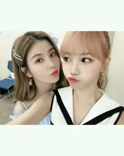 💙 Selfie, Asiática, Mulheres, Amigas, Retrato, Fofa whatsapp sticker