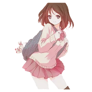 😌 Anime Mädchen, Schuluniform, Rucksack, süß, Cartoon, Anime whatsapp sticker