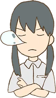 😪 énervé(e), frustré(e), bouderie, fille, dessin animé, expression whatsapp sticker