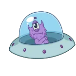 🛸 Alien, UFO, Cartoon, Weltraum, Süß, Raumschiff, Lila telegram sticker