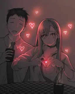 ✨ アニメ, ハート, 愛, カップル, ロマンス, デジタルアート, 関係 telegram sticker