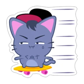 😊 CAT Katze, Skateboard, Tattoo, Cartoon, Tier, Geschwindigkeit, Cool whatsapp sticker