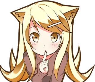 🤤 动漫, 漫画, 卡通, 女孩, 手指, 安静, 嘘 whatsapp sticker