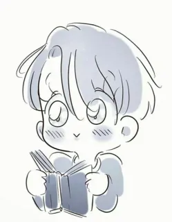 🌈 anime, book, reading, cute, cartoon, illustration telegram sticker