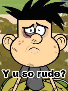 😢 Y u so rude? Мультфильм, Грубый, Грустный, Вопрос telegram sticker