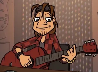 ☺️ guitarra, músico, desenho animado, música, camisa de flanela, tocando guitarra telegram sticker