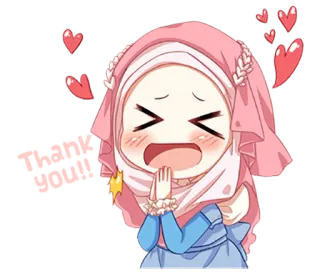 😆 Chibi, Anime, Corazones, Hiyab, Chica whatsapp sticker