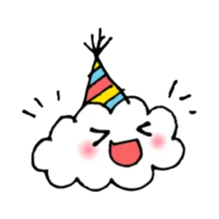 🎈 nube, sombrero de fiesta, mono, feliz, celebración whatsapp sticker