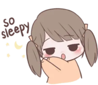 😴 so sleepy sonolento, fofo, menina, desenho animado whatsapp sticker