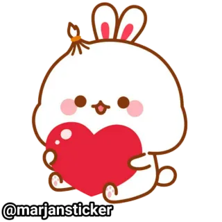 ❤️ @marjansticker зайчик, сердце, милый, наклейка, каваий, любовь, мультфильм, животное telegram sticker