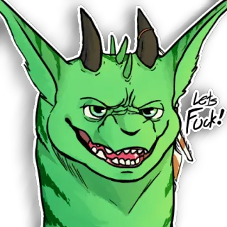 😎 Let's Fuck! дракон, фэнтези, монстр, мультик, обидный, зеленый, существо whatsapp sticker