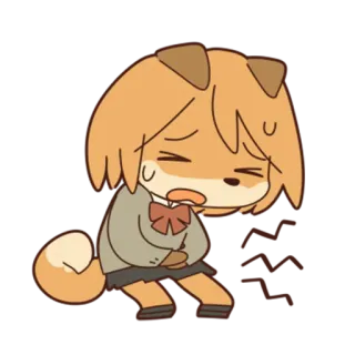 🤕 animé, chien, triste, contrarié, uniforme scolaire, dessin animé telegram sticker