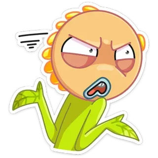 😤 Dibujo animado, Planta, Personaje, Enojado, Disgustado, Expresión whatsapp sticker