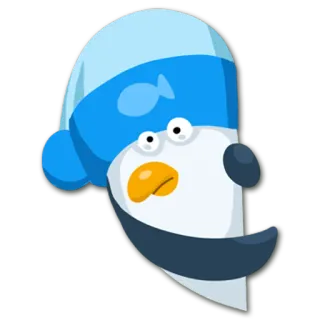 😳 penguin, cartoon, cute, animal, blue, hat, sleepy telegram sticker