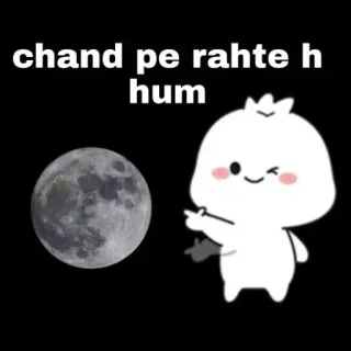 🌚 chand pe rahte h hum luna, dibujos animados, lindo, gesto ofensivo, texto hindi telegram sticker