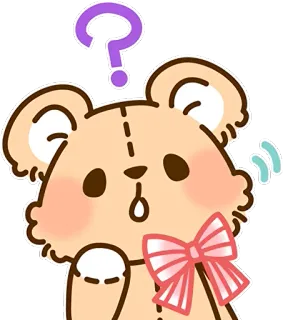 ❓ 泰迪熊, 问号, 困惑, 可爱, 贴纸, 卡通 telegram sticker