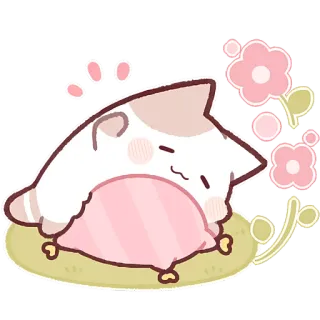 👋 cat, sleeping, cute, kawaii, flowers, pillow telegram sticker