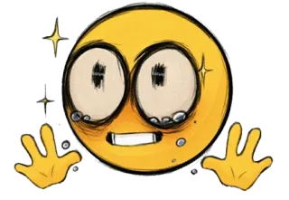 🤩 emoji, expression, cartoon, art, sticker, digital art telegram sticker
