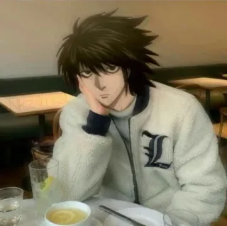 🥀 L Lawliet Death Note Anime, Personnage, L, Death Note, Détective, Intellectuel telegram sticker