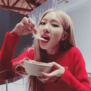 🤪 食べ物, 食事, 女性, ポートレート, 赤, ボウル whatsapp sticker