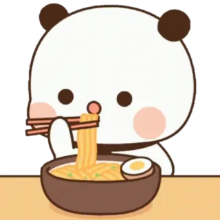 🍼 Panda, Desenho animado, Comendo, Macarrão, Fofo, Animal telegram sticker