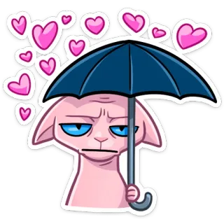 🙅‍♂ 고양이, 우산, 하트, 만화, 스티커, 귀여운, 사랑, 기발한 telegram sticker