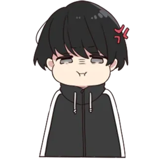 😠 anime, arrabbiato, contrariato, ragazzo anime, cartone animato telegram sticker
