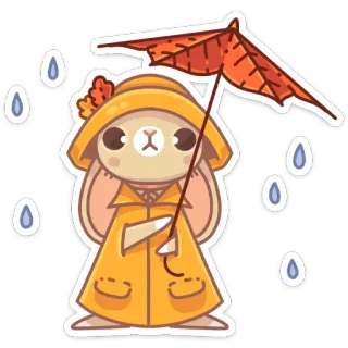 ☔️ bunny, rain, umbrella, autumn, fall, sticker, cute, kawaii telegram sticker