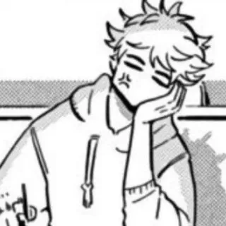 🛹 anime, manga, personaje, adormilado, aburrido, sudadera con capucha, ilustración telegram sticker