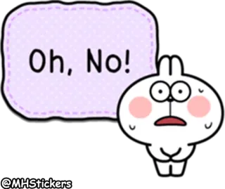 😰 Oh, No! imut, kelinci, sedih, kesal, terkejut, kartun telegram sticker