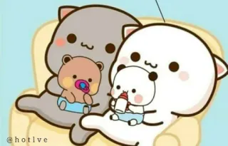 😂 @hotlve cats, family, babies, pacifier, cute, adorable telegram sticker
