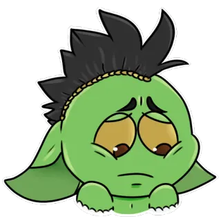 🙁 yêu tinh, xanh lá cây, buồn, quái vật, phim hoạt hình, sinh vật telegram sticker
