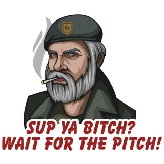 😎 SUP YA BITCH? WAIT FOR THE PITCH! smoking, military, offensive, beret telegram sticker