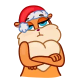 😒 Kreskówka, Boże Narodzenie, Czapka Świętego Mikołaja, Zwierzę, Wiewiórka, Słodki, Świąteczny, Święto telegram sticker