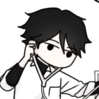 👟 การ์ตูน, ภาพวาด, อนิเมะ, เด็กผู้ชาย, ขาวดำ telegram sticker