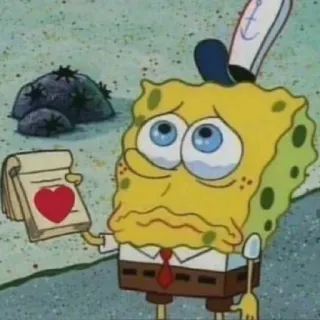 🥺 Spongebob สพันจ์บ็อบ, การ์ตูน, เศร้า, หัวใจ, ความรัก, นิคเคิลโลเดียน telegram sticker