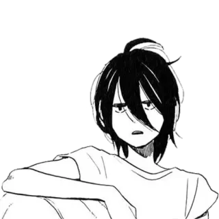 🪁 อนิเมะ, มังงะ, ตัวละคร, ภาพเหมือน, ขาวดำ telegram sticker