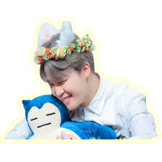 😆 personne, sourire, couronne de fleurs, poupée telegram sticker