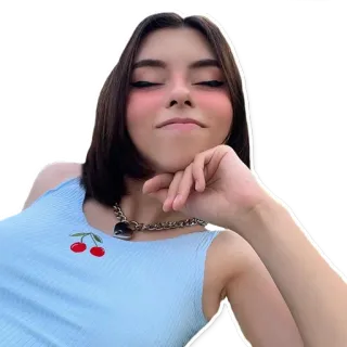 😊 girl, woman, cherries, tank top, portrait, necklace telegram sticker