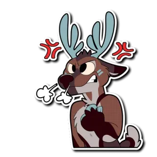 💢 cerf, en colère, dessin animé, animal, poilu telegram sticker