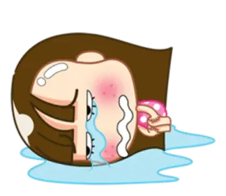 😭 crying, sad, emotional, girl, cartoon, upset, tears whatsapp sticker