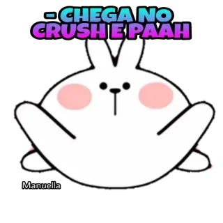 😏 CHEGA NO CRUSH E PAAH conejo, lindo, pegatina, enamoramiento, saludo telegram sticker