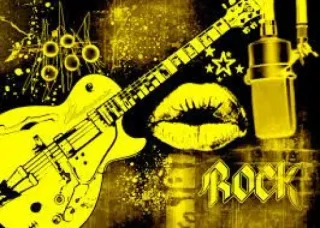 🎶 ROCK เพลงร็อก, กีตาร์, ไมโครโฟน, ดนตรี, ริมฝีปาก telegram sticker